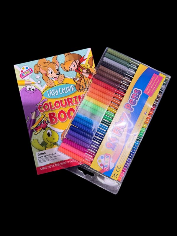 Bundle - Yellow Animal Colouring Book, 24 Felt Pens